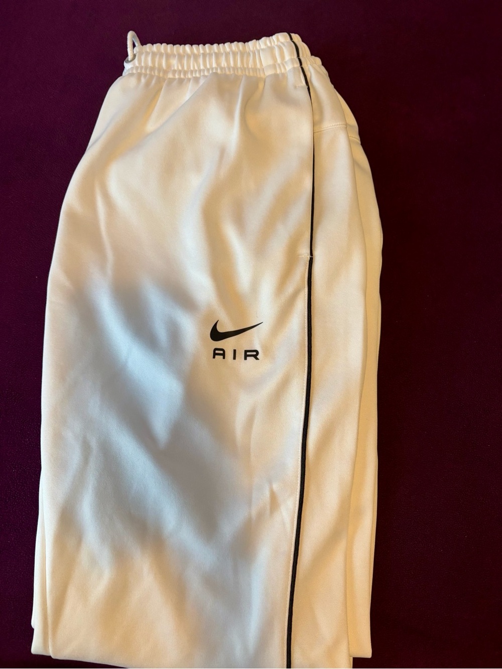 Nike White Drawstring Track Pants with Black Logo